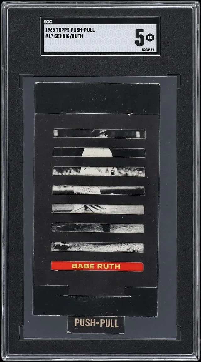 1965 Topps Lou Gehrig/Babe Ruth Push-Pull #17 card image