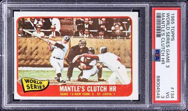 1965 Topps Mickey Mantle Mantle's Clutch HR #134 card image