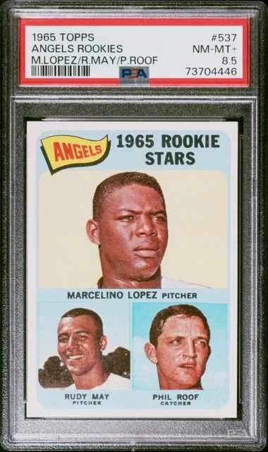 1965 Topps M.Lopez/R.May/P.Roof Angels Rookies #537 card image