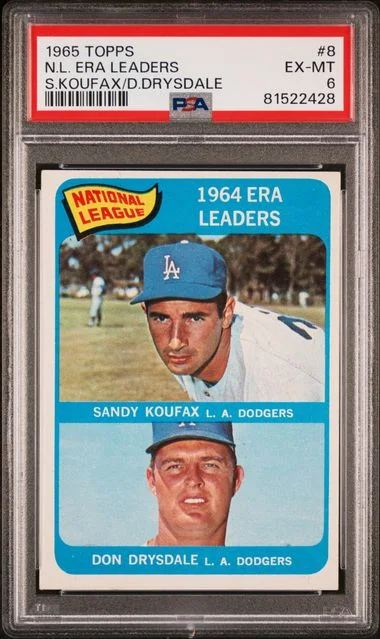 1965 Topps N.L. Era Leaders S.Koufax/D.Drysdale #8 card image