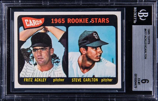 1965 Topps Steve Carlton/Fritz Ackley Stars #477 card image