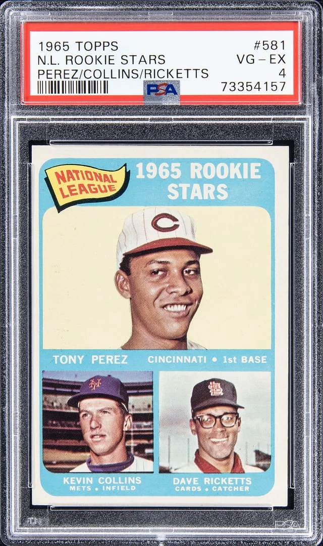 1965 Topps Tony Perez/Kevin Collins/Dave Ricketts N.L. Stars #581 card image