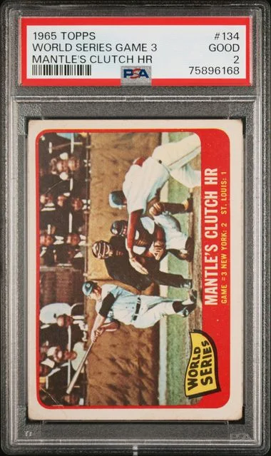 1965 Topps World Series Game 3 Mantle's Clutch Hr #134 card image