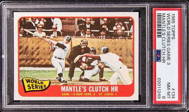 1965 Topps World Series Game 3 - Mantle's Clutch HR #134 card image
