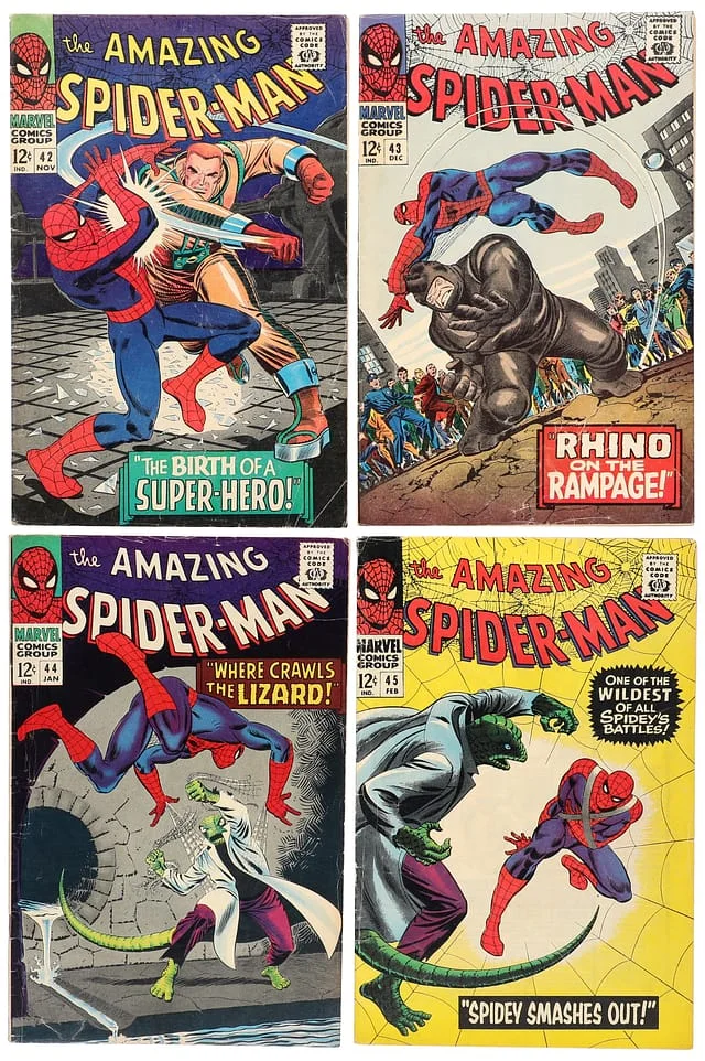 1966-67 Marvel) 4 Books - Raw - 1st Full Appearance of Mary Jane Watson, Appearance of Rhino, Lizard #2nd card image