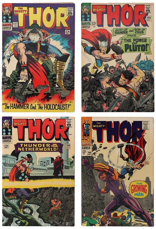 1966-67 Marvel) 4 Books - Raw Appearance of Pluto (aka Hades), Hippolyta, Midgard Serpent, Volla, Growing Man #1st card image