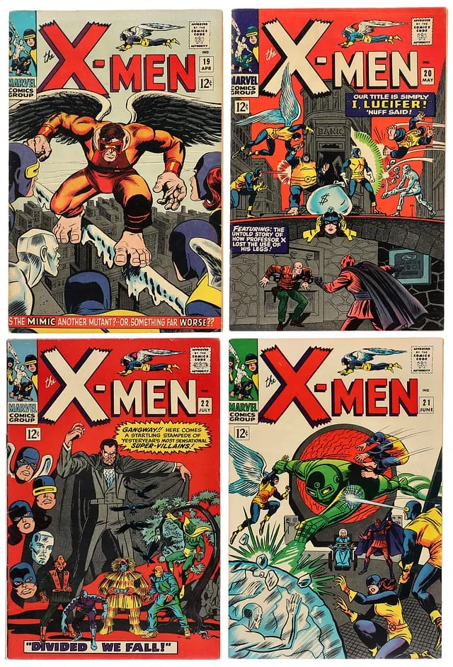 1966 Marvel) 4 Books - Raw - 1st Appearance, Origin of Mimic, Appearance of the Blob #3rd card image
