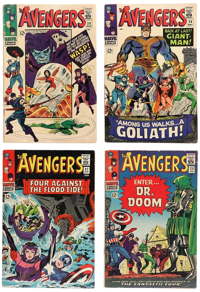 1966 Marvel) 4 Books - Raw - 1st Battle of Avengers vs. Doctor Doom, Appearance of the Collector, Elder of the Universe #1st card image