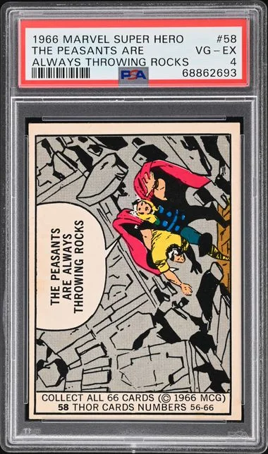 1966 Marvel Super Heroes The Peasants Are Always Throwing Rocks #58 card image