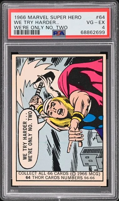 1966 Marvel Super Heroes We Try Harder... We're Only No. Two #64 card image