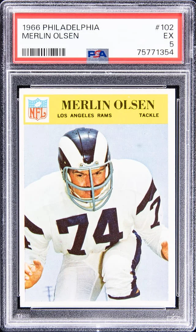 1966 Philadelphia Merlin Olsen #102 card image