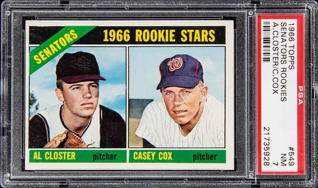 1966 Topps Al Closter, Casey Cox Senators Rookies #549 card image
