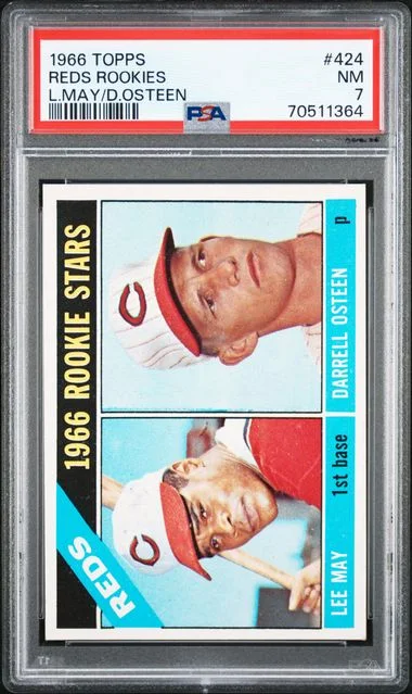 1966 Topps Reds Rookies L.May/D.Osteen #424 card image