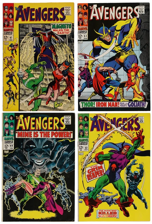 1967-68 Marvel) 4 Books - Raw Appearance of Grim Reaper (Eric Williams), Dane Whitman (Becomes New Black Knight in Next Issue), Black Panther Joins Avengers #1st card image