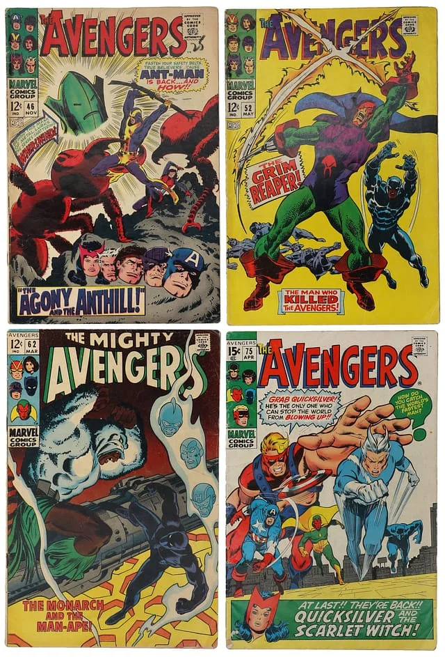 1967-70 Marvel) 4 Books - Raw Appearance of Arkon, Man-Ape (M'Baku), Grim Reaper, Black Panther Joins Avengers #1st card image