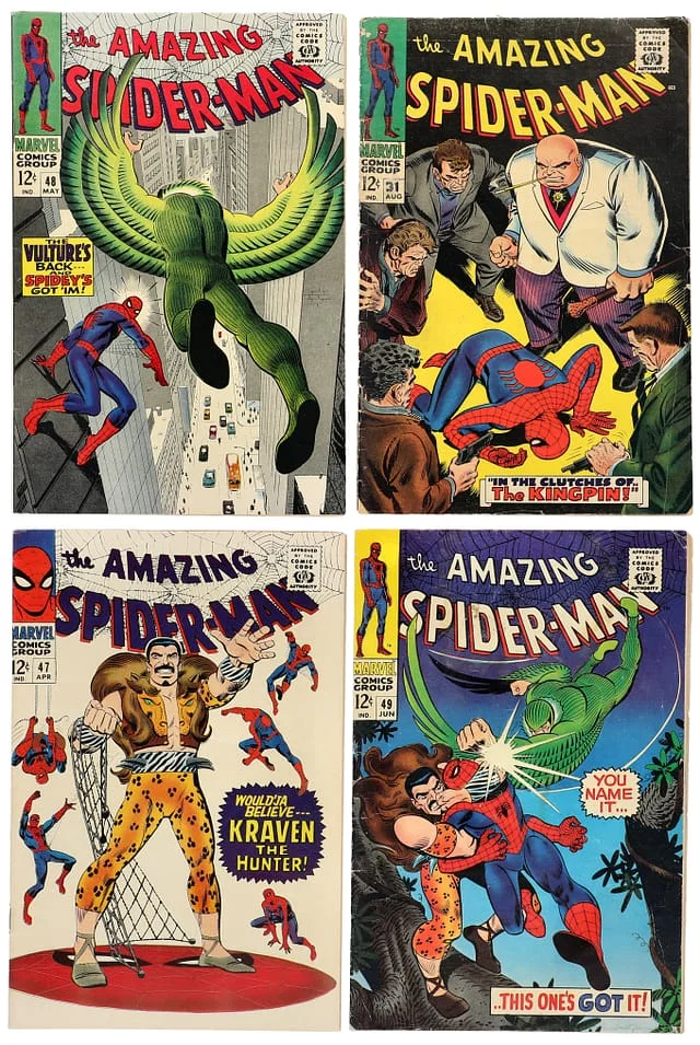 1967 Marvel) 4 Books - Raw - John Romita Cover Art, Appearance of Kingpin #2nd card image