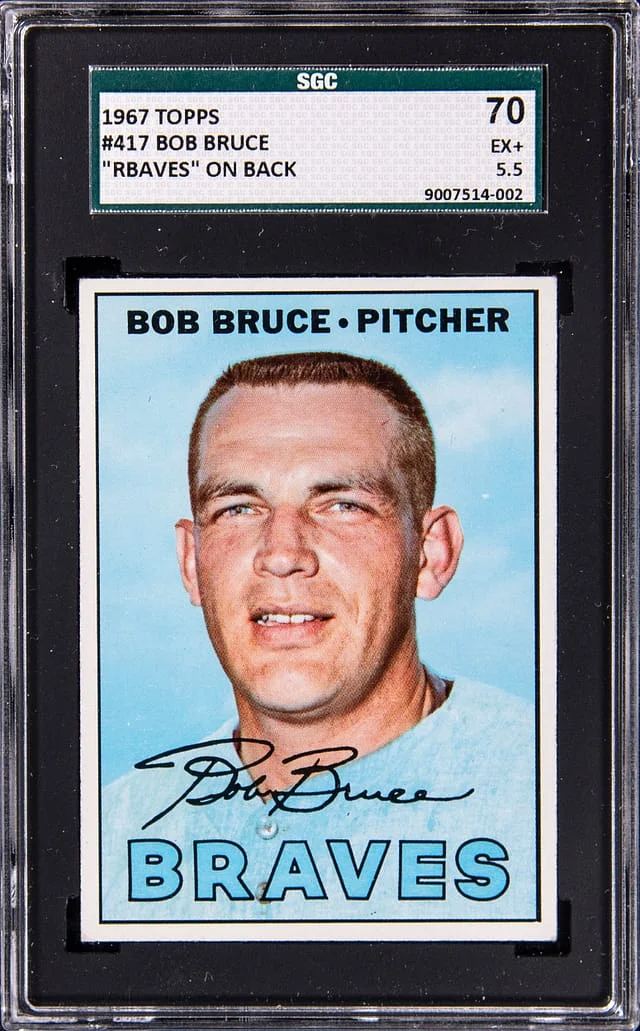 1967 Topps Bob Bruce RBAVES on Back Error #417 card image