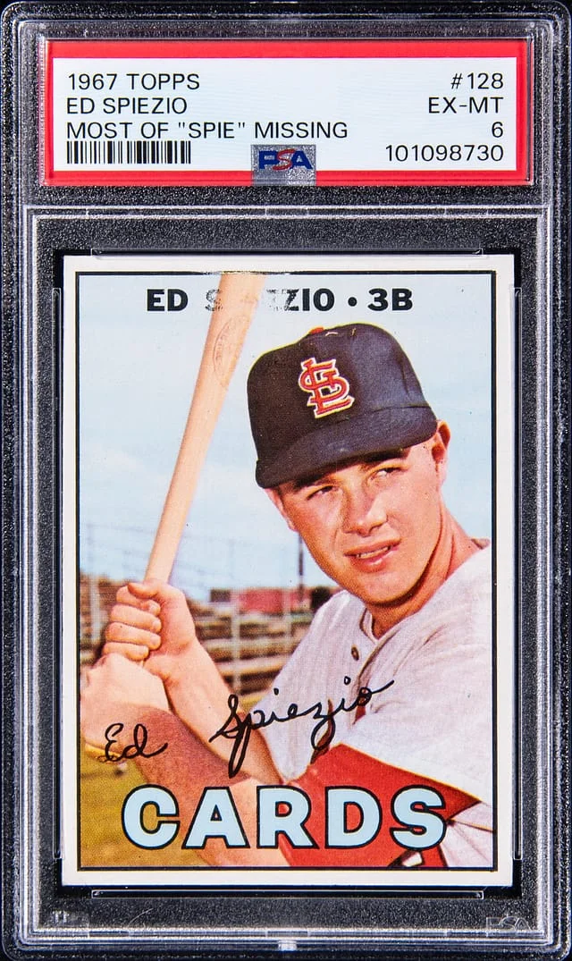 1967 Topps Ed Spiezio, Most of Spie Missing #128 card image