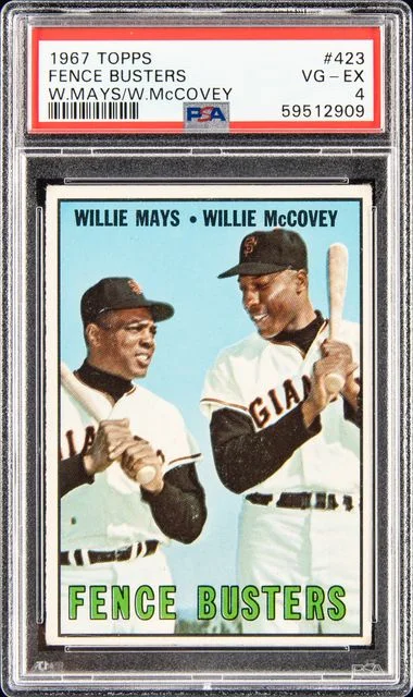 1967 Topps Fence Busters Willie Mays/Willie Mccovey #423 card image