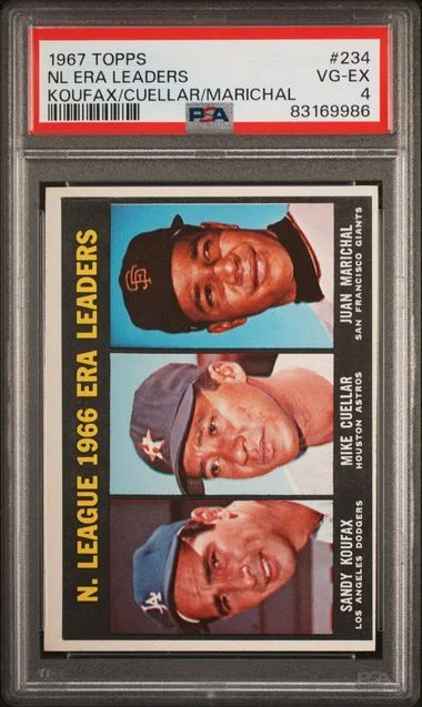 1967 Topps Koufax/Cuellar/Marichal Nl Era Leaders #234 card image