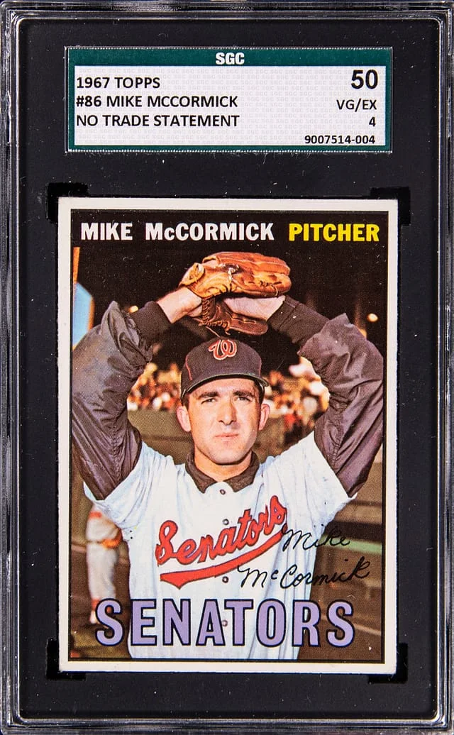 1967 Topps Mike McCormick No Trade Statement #86 card image