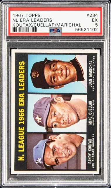 1967 Topps Nl Era Leaders Koufax/Cuellar/Marichal #234 card image