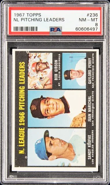 1967 Topps Nl Pitching Leaders #236 card image