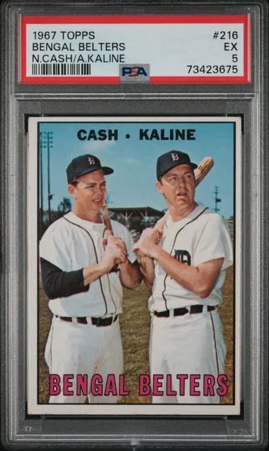 1967 Topps Norm Cash/Al Kaline Bengal Belters #216 card image