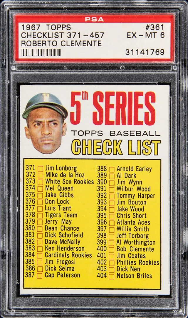 1967 Topps Roberto Clemente Checklist 371-457 #361 card image