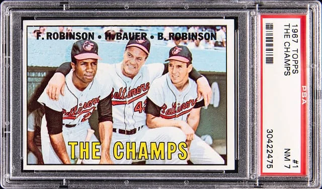 1967 Topps Robinson/Bauer/Robinson The Champs #1 card image