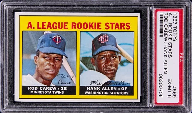 1967 Topps Rod Carew/Hank Allen A.L. Rookies #569 card image