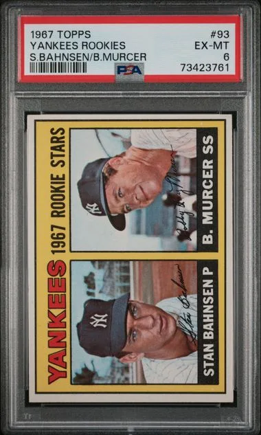 1967 Topps Stan Bahnsen/Bobby Murcer Yankees Rookies #93 card image