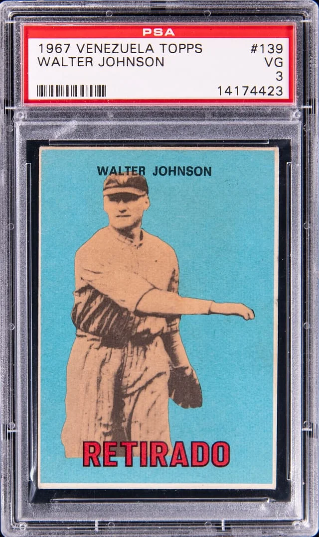 1967 Venezuela Topps Walter Johnson #139 card image