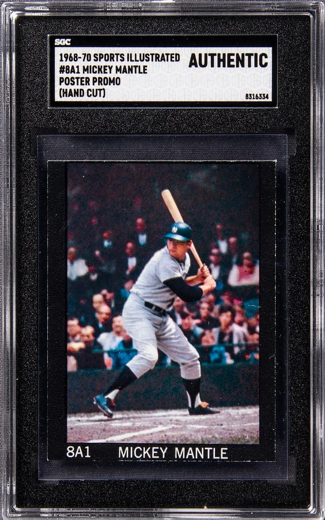 1968-70 Sports Illustrated Poster Promo, Hand Cut Mickey Mantle #8A1 card image