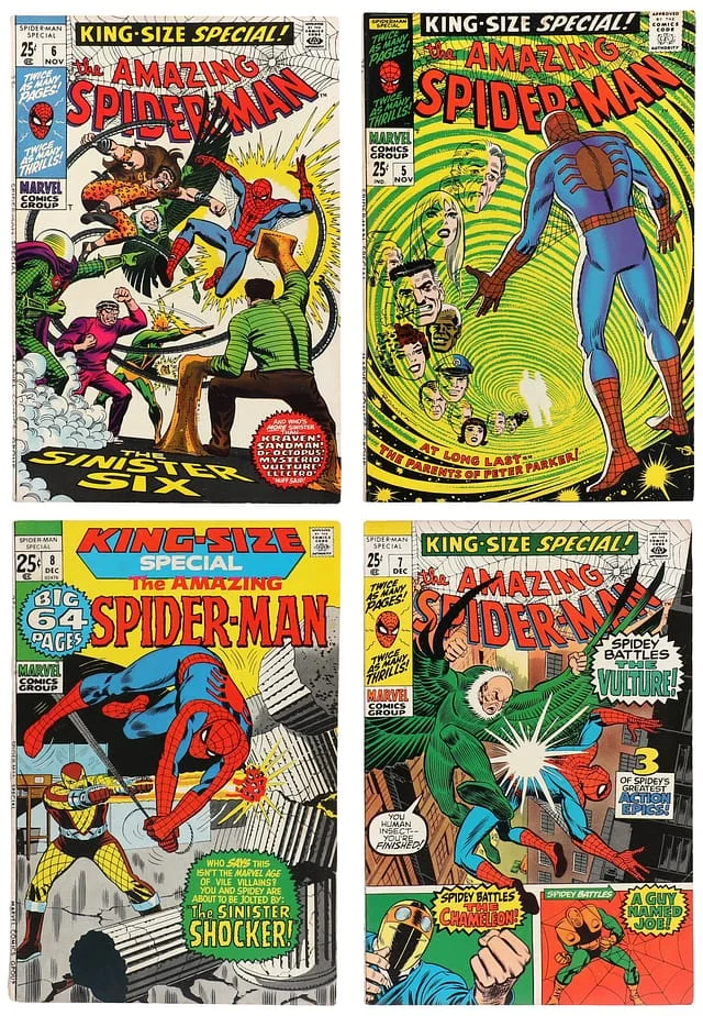 1968-71 Marvel) 4 Books - Raw - 1st Appearance of the Sinister Six, Appearance of Richard, Mary Parker, Parents of Peter Parker #1st card image