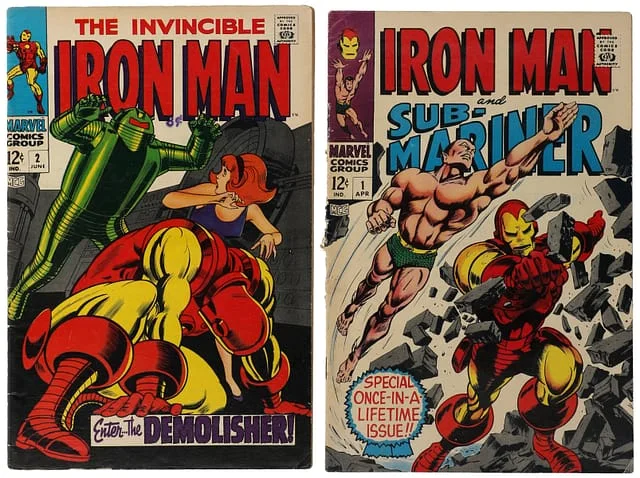 1968 Marvel) 2 Books - Raw - 2nd Issue of Iron Man Titled Series, Appearance & Death of Demolisher #1st card image