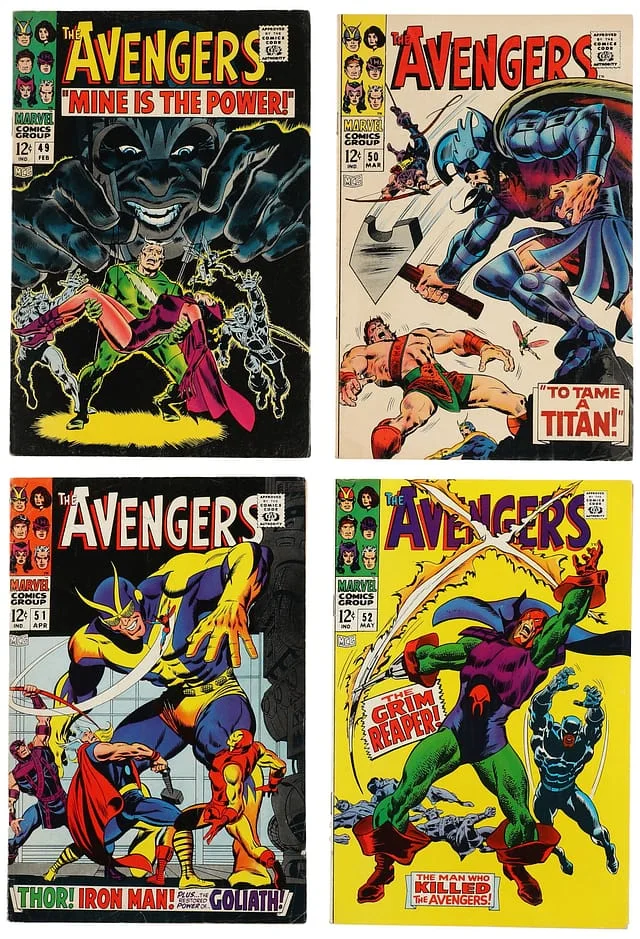 1968 Marvel) 4 Books - Raw - 1st Appearance of Typhon, Cameo Appearance of Apollo, Black Panther Joins the Avengers #1st card image