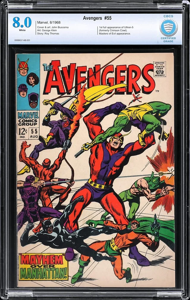 1968 Marvel) - CBCS 8.0 Full Appearance of Ultron-5, Masters of Evil Appearance #1st card image