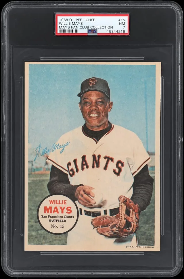 1968 O-Pee-Chee Willie Mays Pin-Ups Poster - Ex-Mays Fan Club Collection #15 card image