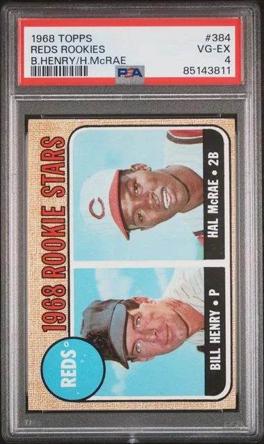 1968 Topps B.Henry/H.Mcrae Reds Rookies #384 card image