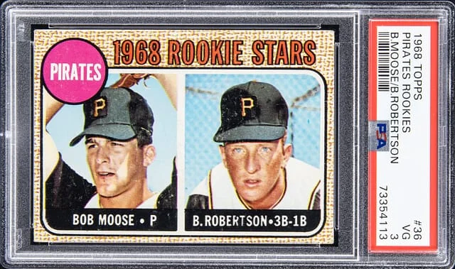 1968 Topps Bob Moose/Bob Robinson Pirates Rookies #36 card image