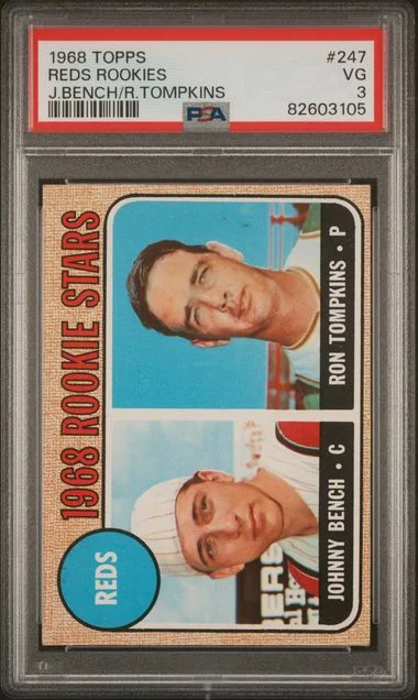 1968 Topps J.Bench/R.Tompkins Reds Rookies #247 card image