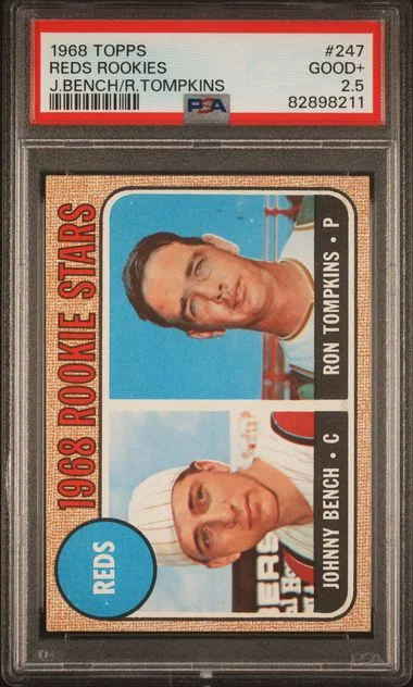 1968 Topps Johnny Bench, Ron Tompkins Red Rookies #247 card image