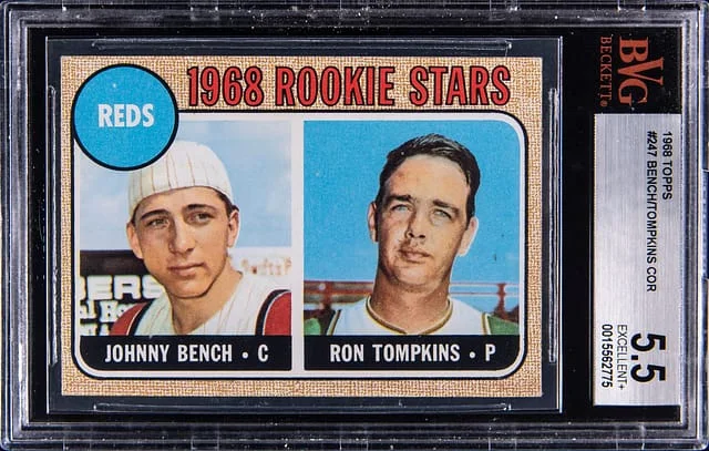 1968 Topps Johnny Bench/Ron Tompkins COR #247 card image
