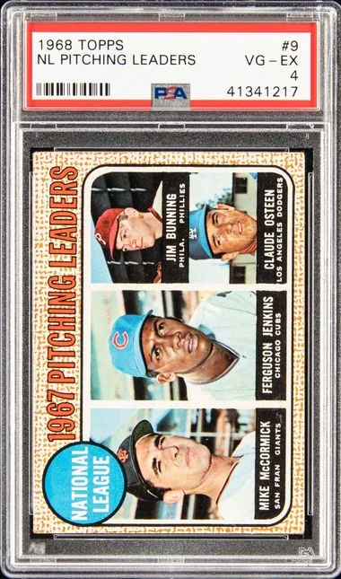 1968 Topps Nl Pitching Leaders #9 card image