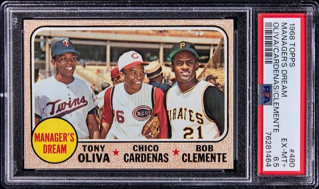 1968 Topps Oliva/Cardenas/Clemente Manager's Dream #480 card image