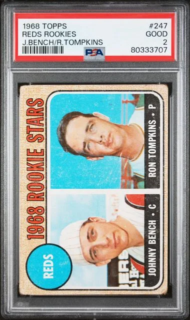 1968 Topps Reds Rookies Johnny Bench /Ron Tompkins #247 card image
