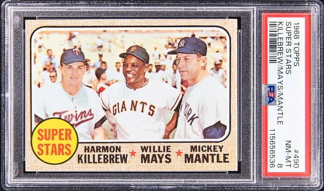 1968 Topps Super Harmon Killabrew/Willie Mays/Mickey Mantle Stars #490 card image