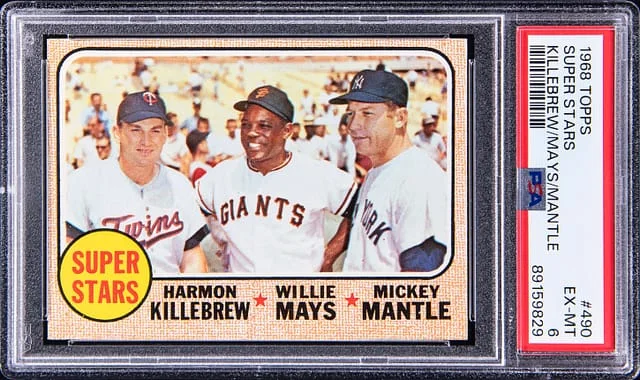1968 Topps Super Mickey Mantle/Willie Mays/Harmon Killebrew Stars #490 card image