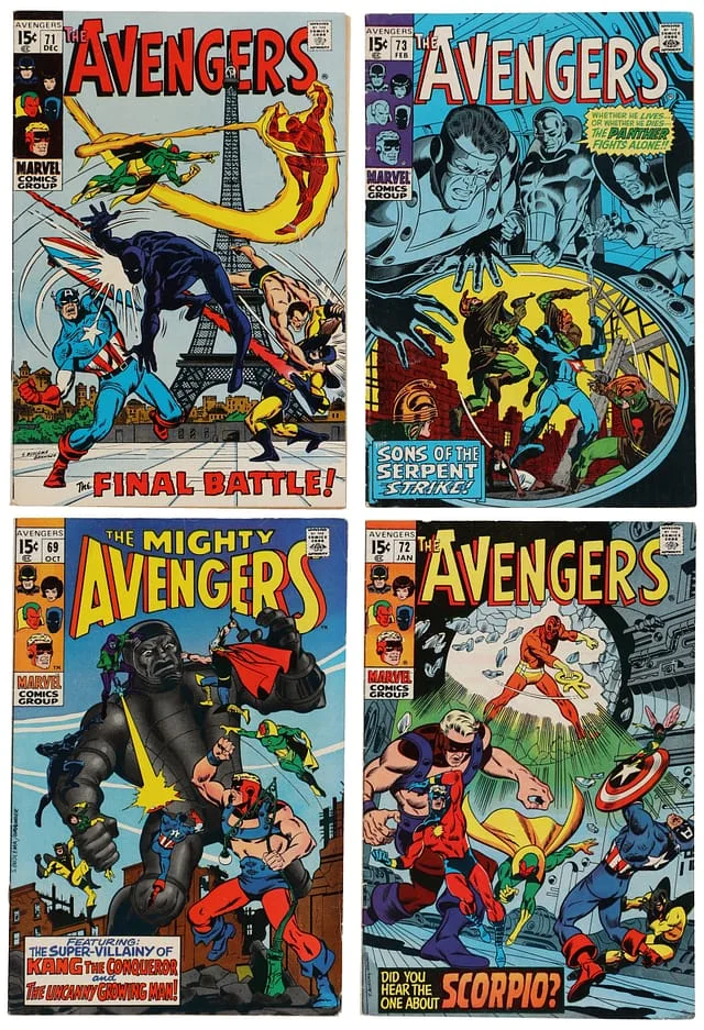 1969-70 Marvel) 4 Books - Raw - 1st Appearance of Grandmaster, Full Team Appearance, Origin of Squadron Sinister (Hyperion, Dr. Spectrum, Nighthawk, Whizzer) #1st card image